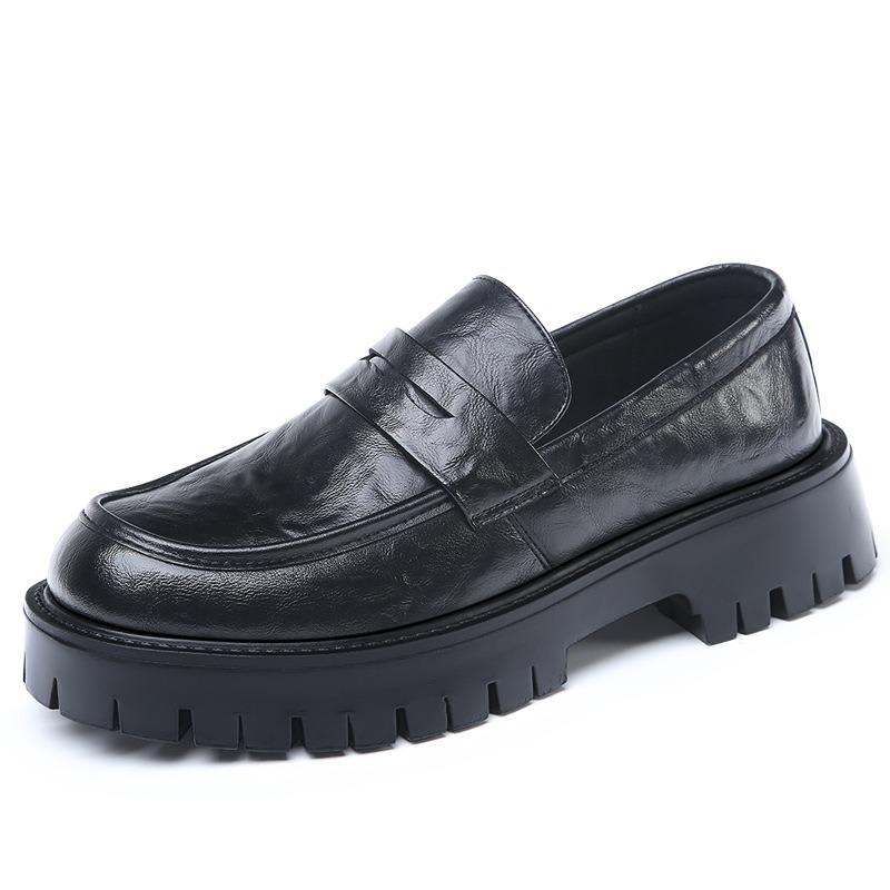 Thick-soled Derby Shoes Increase Men's Sense of High-end Casual Leather Shoes British Commuting Breathable Formal Big Head