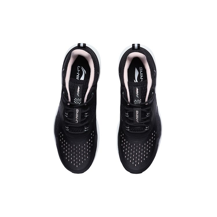 Li Ning Trendy Casual Shock Absorbing Low Top Running Shoes Women sneaker Black AGLR056-4