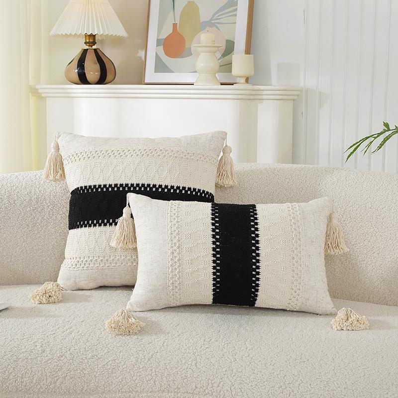 American Multicolor Jacquard Throw Pillow Cover for Sofa, Bed, Chair, and Car