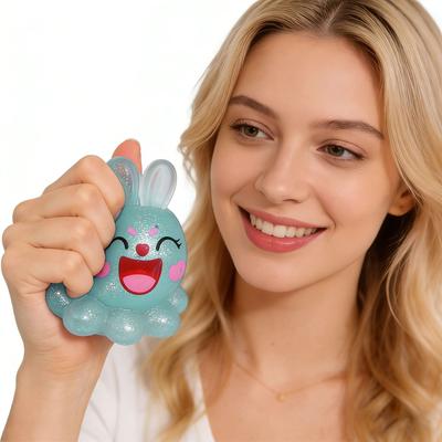 Dumpling Squishy Stress Toy Easter Figure Glitter Filled Rabbit Squeezable Stresses Hand Toys For Kids Adults Squish Dumplings