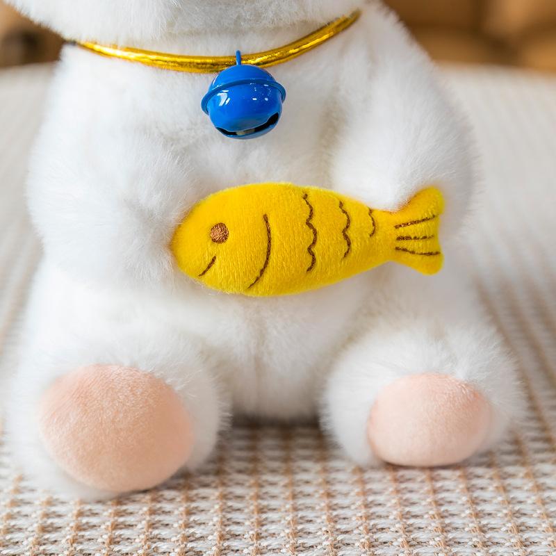 Hug Fish Meow Meow Doll Small Bell Cat Throw Pillow Children's Gift 8 Inch Grab Machine Doll Activity Gift