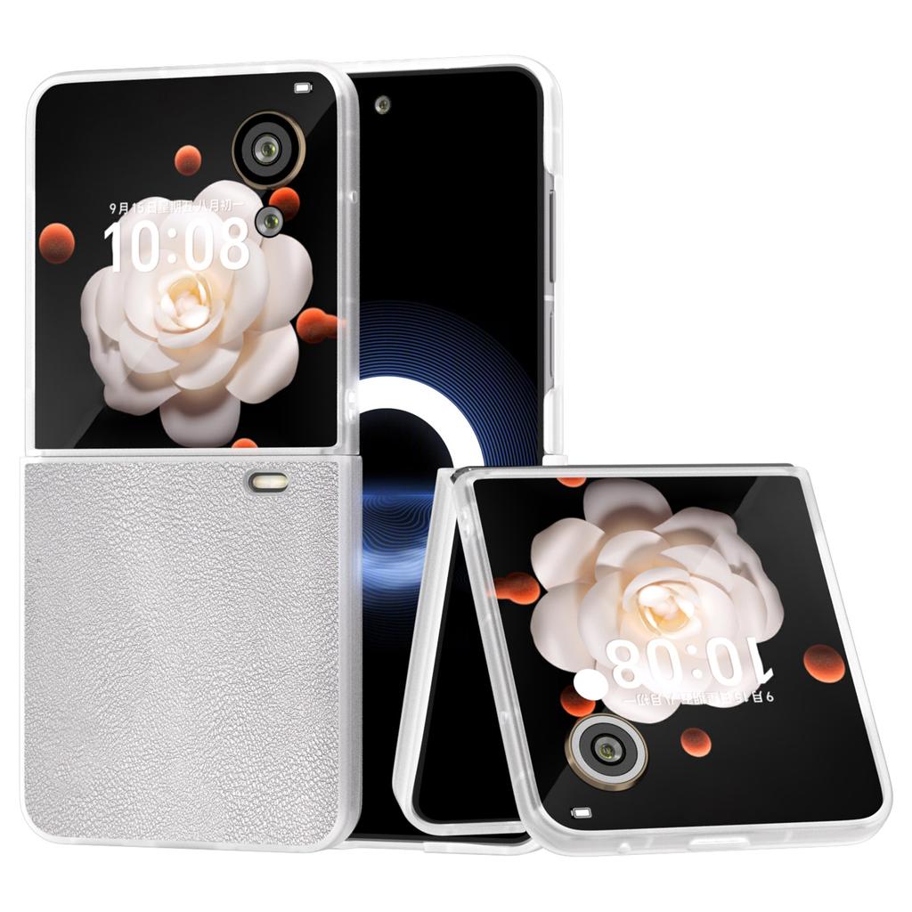 Pro Honor Magic V Flip 5G Pouzdro Průhledný Matný Okraj PU Kůže+PC Skládací Kryt na Telefon