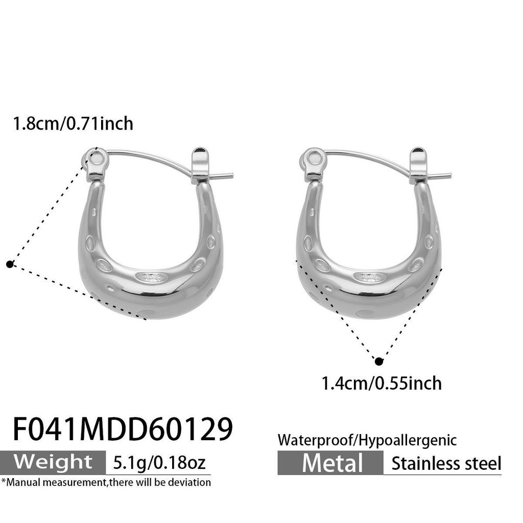 European Minimalist Geometric U-Shaped Handbag Earrings, 18K Gold-Plated Stainless Steel, Light Luxury Design.