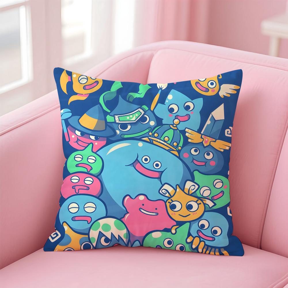 Dragon Quest Slime Pillow Case Anti-dustmite Pillowcase Invisible zipper silky short plush Sofa cushion cover