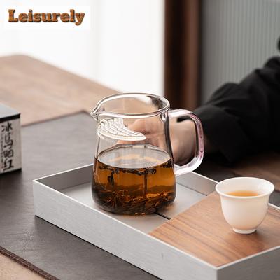 460ml Japanese Style Crescent Glass Fair Cup Thickened Heat-resistant Tea Pitcher Transparent Tea Separation Filtration Mugs