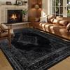 Persian American Black Carpet Large Area Living Room Decoration Home Retro Ethnic Bedroom Rug Cloakroom Lounge Soft Mat Washable