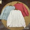 1116 Spring New Women's Lapel Japanese Cotton and Linen Shirt Loose Shirt Versatile Top Long Sleeve Mori Women's Clothing