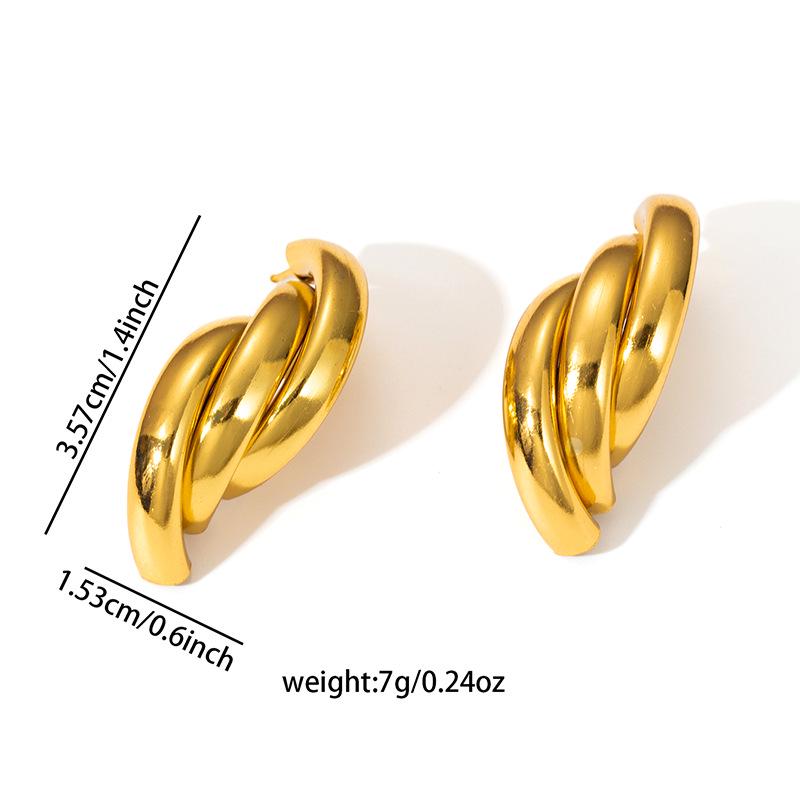 Minimalist C-Shaped Gold Stainless Steel Hollow Earrings - High-End, Versatile, Stylish Ear Studs.