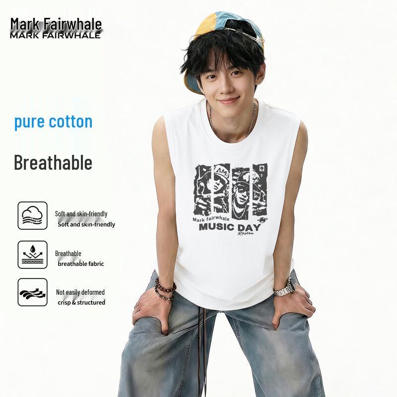 Mark Huafei Men s Loose Fit Cotton Print Tank Top 3XL