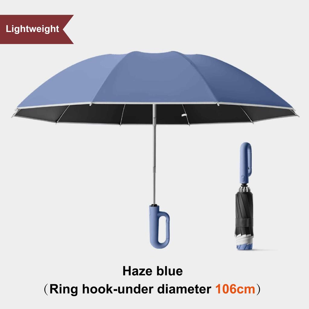 Ring Buckle Reverse Automatic Umbrella Storm-Resistant Umbrella Enlargement Thickening Reinforcement Reflective Folding Umbrella