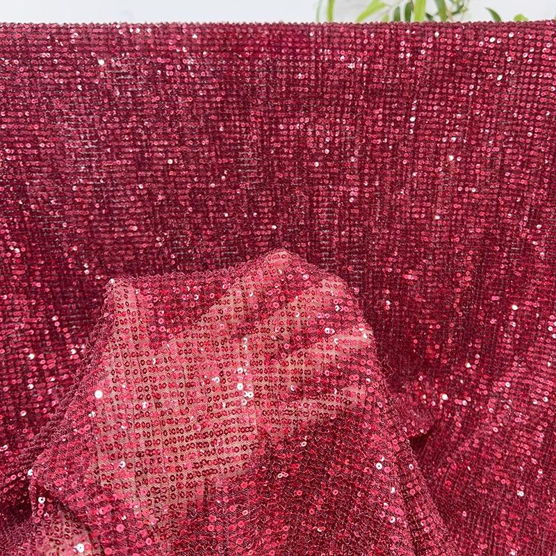 3mm Straight Flat Sequins Embroidered Fabric Robust Beads Embroidery Mesh Wedding Dress Children's Clothing Sequin Fabric