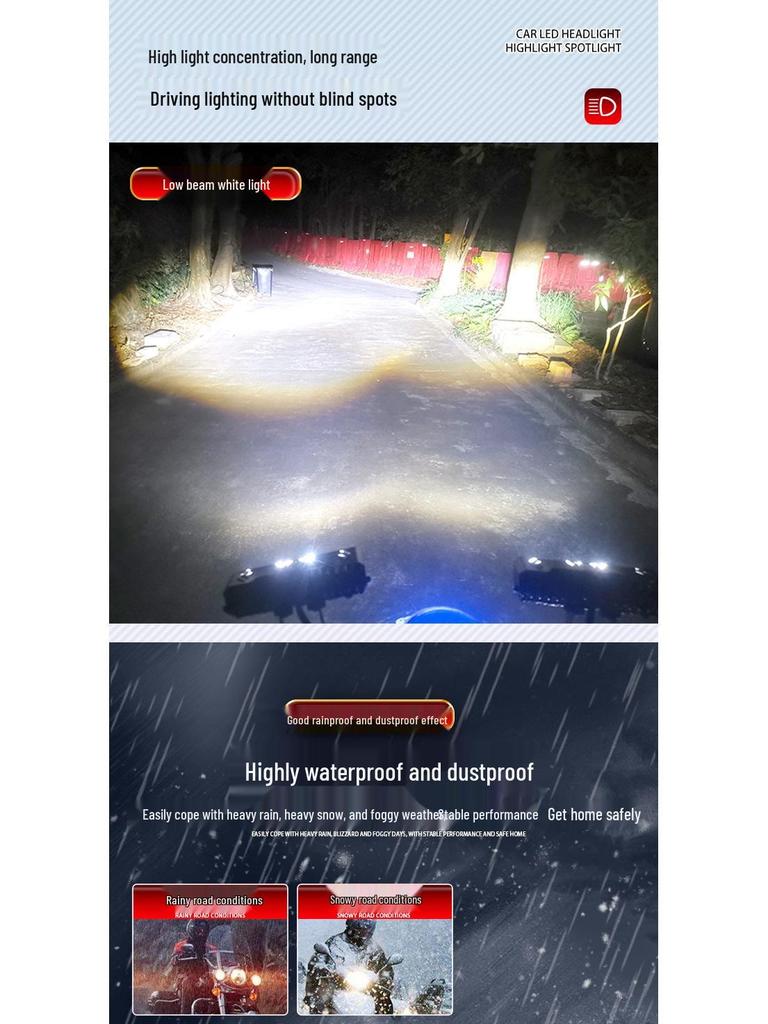 High-Intensity LED Motorcycle & E-Bike Laser Paving Headlight