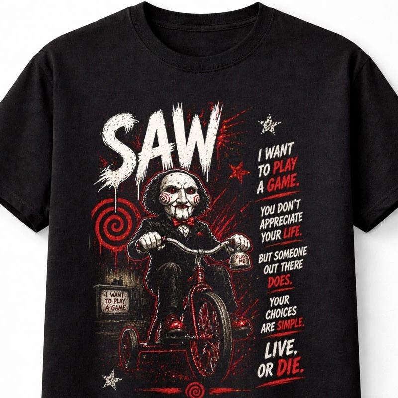 Saw Billy Puppet Jigsaw Horror Movie Graphic Slasher Unisex TShirt S