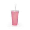 Straw Cup 710ml Reusable Color Change Coffee Cups Plastic Tumbler with Lid