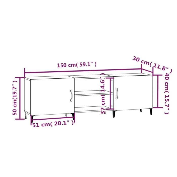 VidaXL Meuble TV Chêne marron 150x30x50 cm Bois d'ingénierie 817506