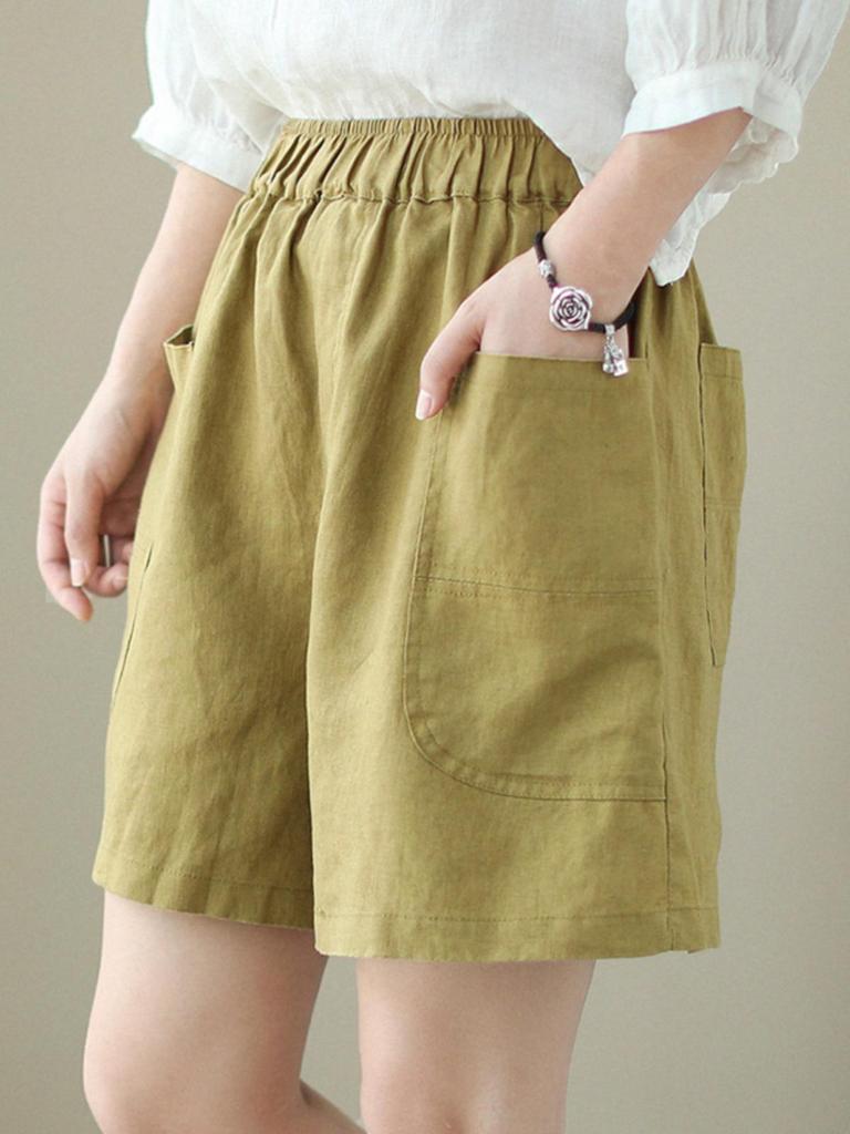 Women's Plus Size Summer Linen Cotton Shorts - New 2025 Casual Style