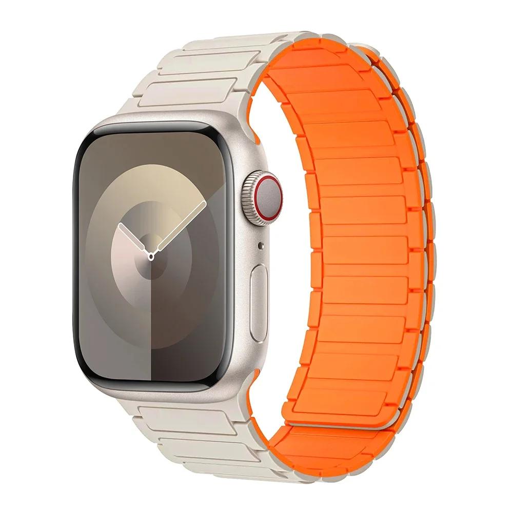 Magnetic Sports Band for Apple Watch Ultra 2 49mm 46mm 45mm 44mm 42mm 38 40 41mm Silicone Strap for IWatch Series 10 9 8 7 6 5 4
