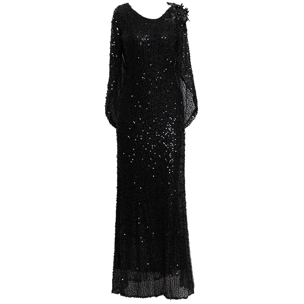 2025 High-End Zhilishishang Sequin Evening Gown: Elegant Long Dress for Banquet Hostess and Socialite