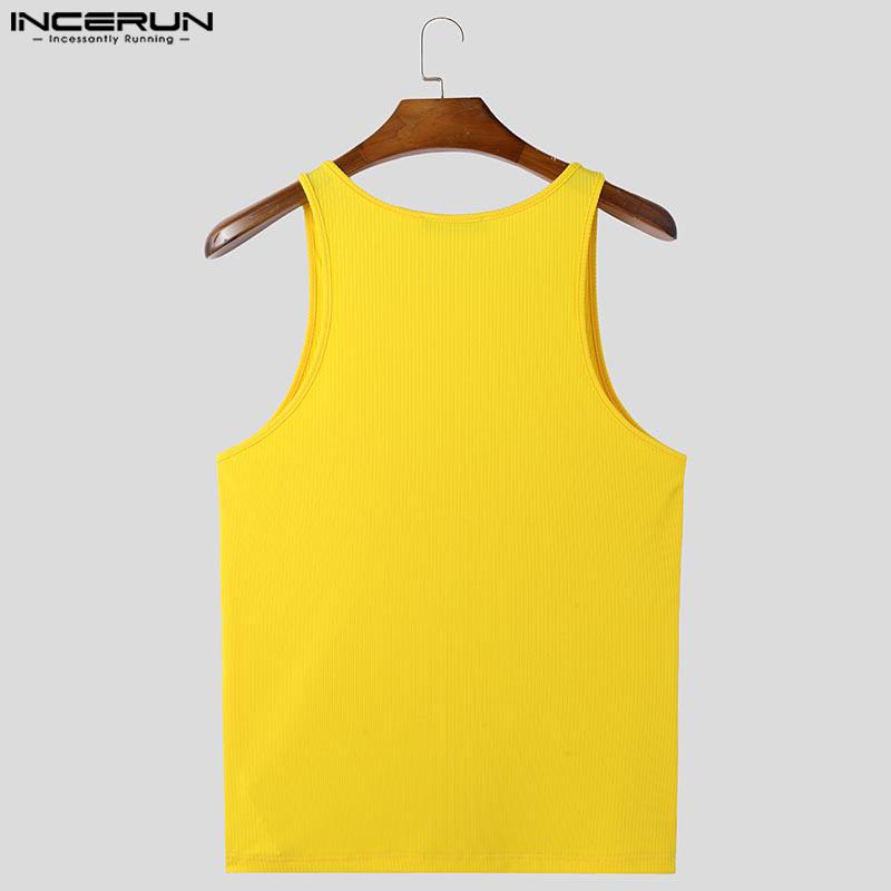 INCERUN Men Summer Strap Sleeveless Cross Patchwork Casual Fitted Tank Tops