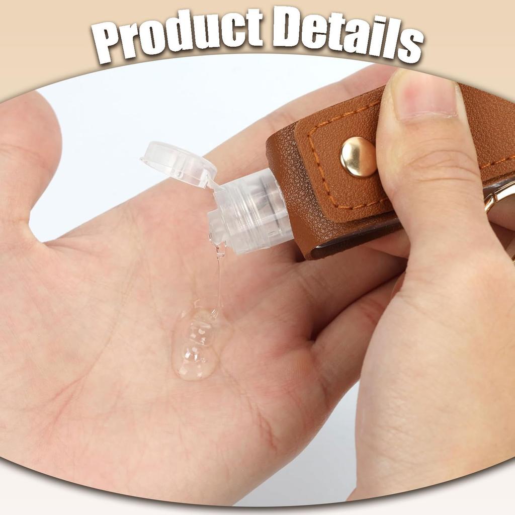 LvYiLinggg Leather Case Travel Bottle Refillable Hand Wash Holder 30ml Black Portable Hand Gel Case with Handle Keychain Compatible Refillable Tube