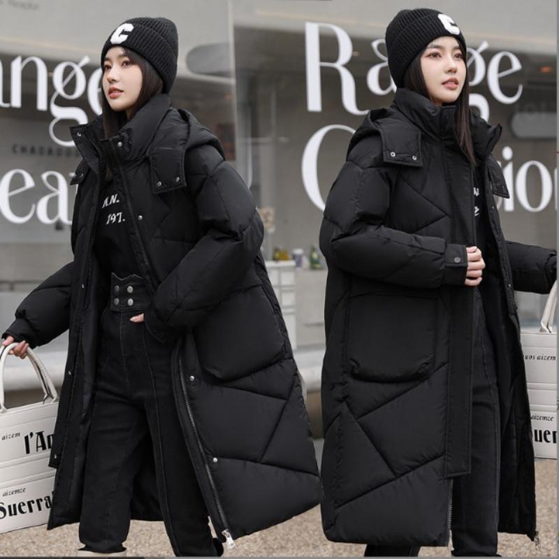 2025 new thickened down jacket cotton coat women's loose mid-length knee-length cotton winter skirt