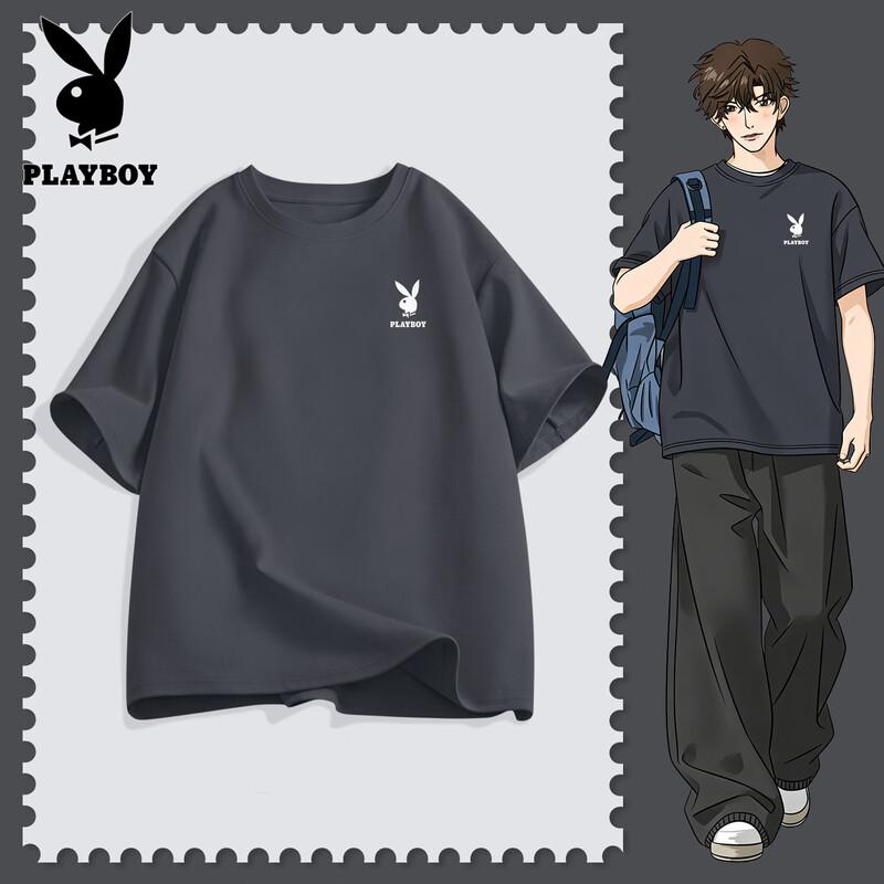 Playboy Men s Breathable Pure Cotton Short Sleeve T-Shirt XL