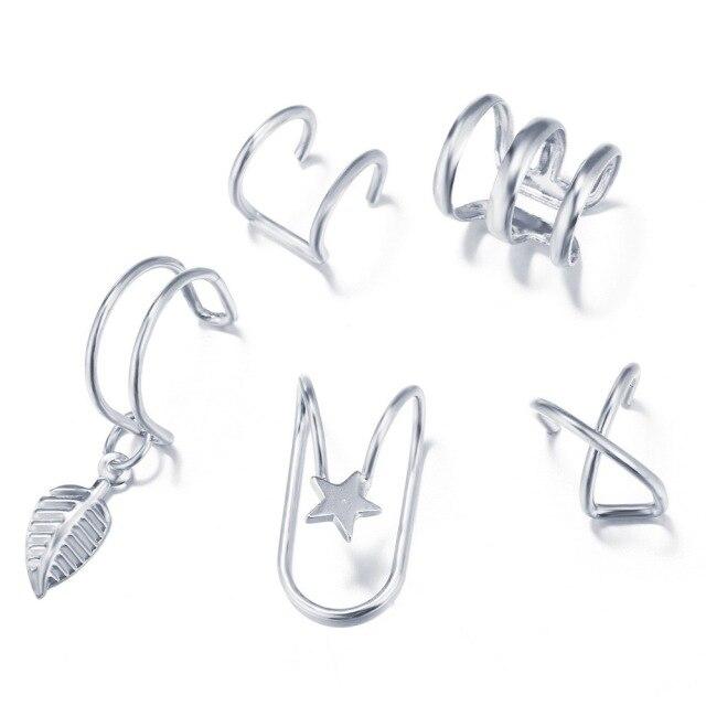 Fake Piercing Ear Cuff Clip On Earrings Tassel Leaf Jewelry Sets Cool Aesthetic Accessories Gifts For Women Statement Earrings