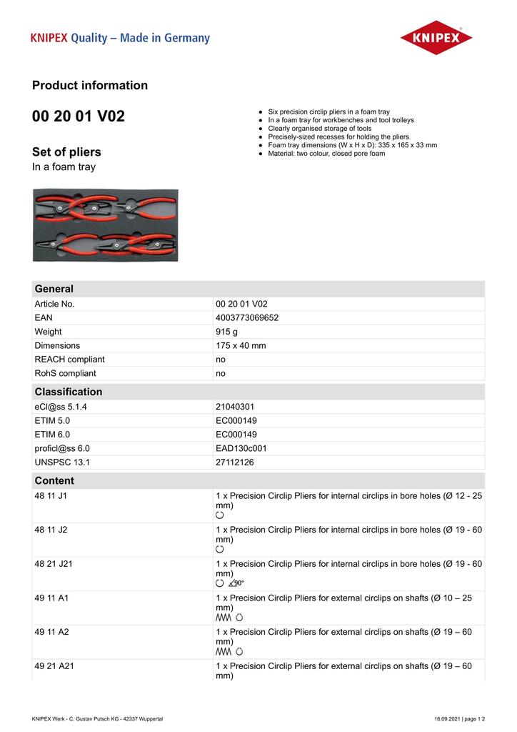 CIRCLIP PLIERS SET 6 PIECES - KN 00 20 01V