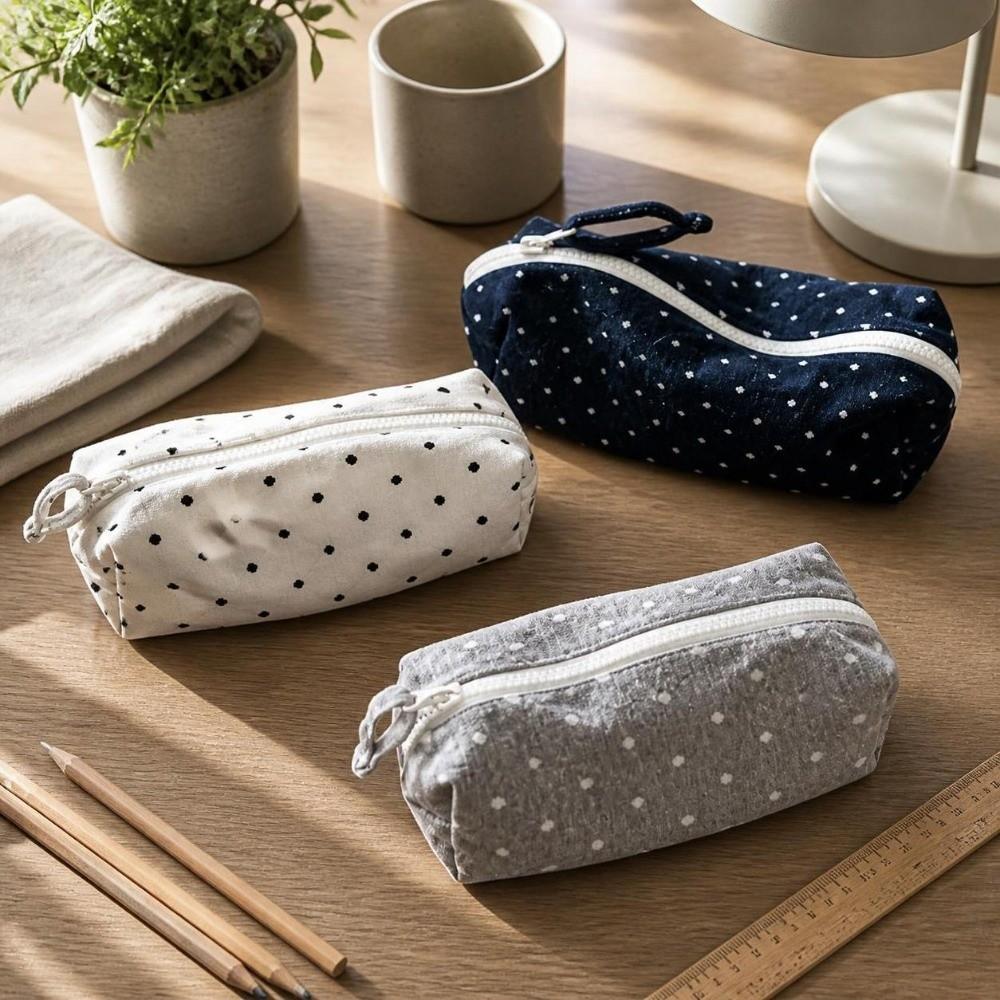 Süßes Federmäppchen Polka Dot Reißverschluss Schreibwarentasche Stifteaufbewahrungstasche Schulbüromaterial