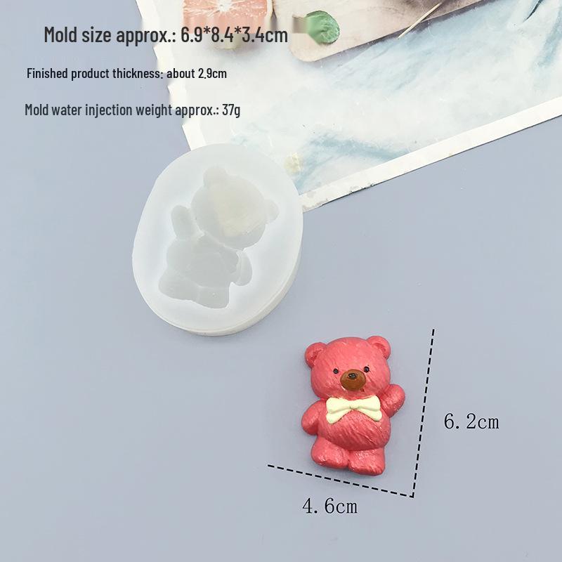 

Силиконовая форма для кролика с короткими ушами - Дизайн мишки с бантом для ручной работы из смолы, гипса и конфет DIY
