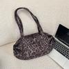 Fashion Leopard Print Faux Suede Women's Shoulder Bags Large Capacity Ladies Handbag Versatile Contrast Color Female Tote Bag