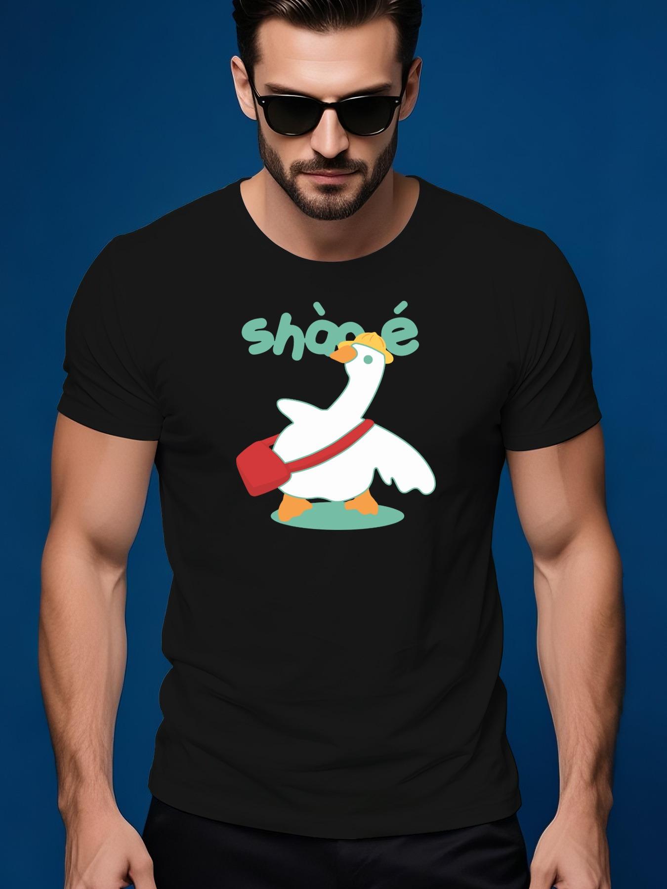 Summer Graphic Tshirt with Cartoon Goose ShoE Text Desi... S