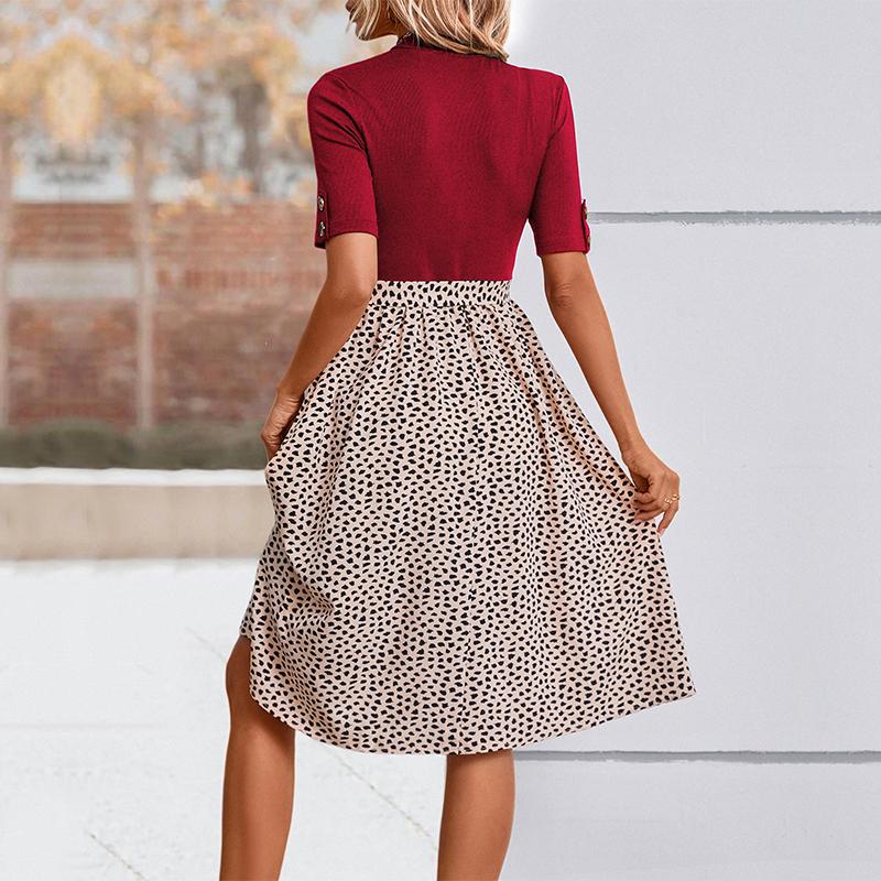 YYFS Moda feminina verão primavera manga curta o-pescoço vestidos casuais