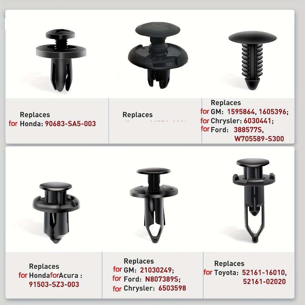 200pcs Universal Car Fixing Clips Set 6mm-10mm Bumper Push Rivets for Toyota Ford GM Honda - Mixed Six Types of Car Trim Tabs