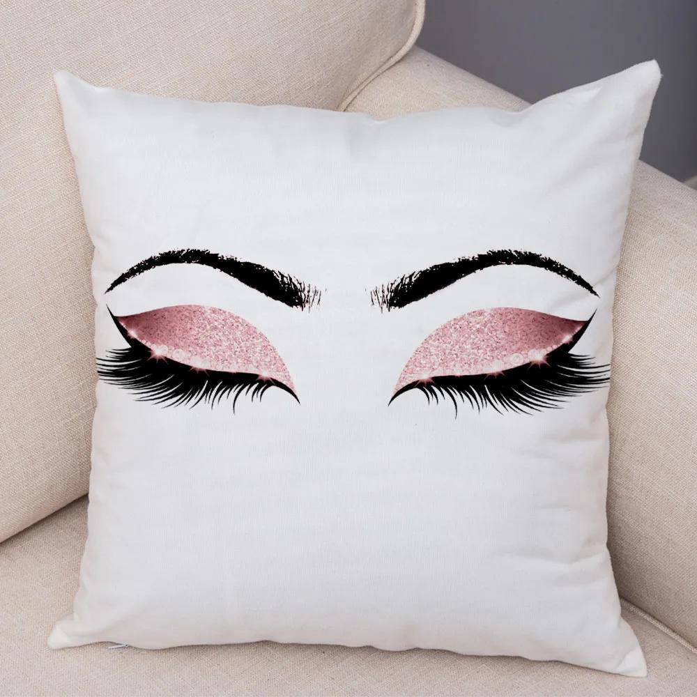 Home Decor Sexy Women Eyelash Pillow Cover Sofa Car Cartoon Eyes Print Cushion Cover Pillow Cover Funda De Almohada