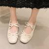 Elegant Sweet Bowknot Flat Shoes Soft Sole PU Leather Slip On Loafers Solid Color Casual Ballet Flats Girls