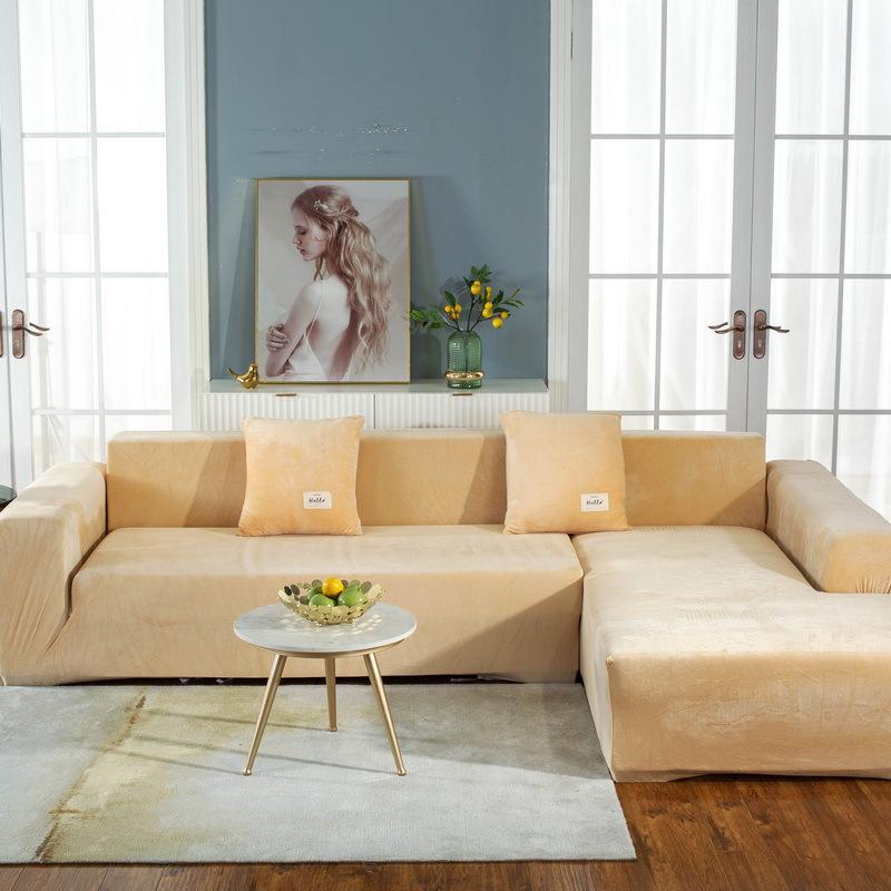 Thicken Plush Sofa Covers Elastic Corner 1/2/3/4/5 Seats Solid Color Couch Cover L-Type Sofa Cover All-Inclusive Protector Cover