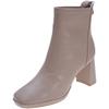 2025 Autumn and Winter New Soft Leather Short Boots British Style Square Head Thick Heel Elastic Thin Boots Female Internet Celebrity High Heel Women'