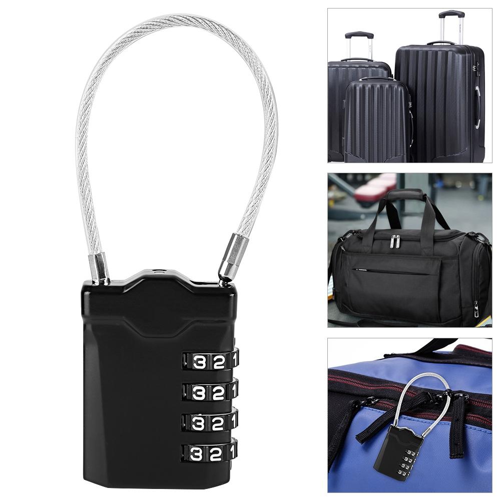 TSA Accepted Resettable 4 Digit Lock Travel Luggage Suitcase Padlock(Black)