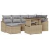 VidaXL Ensemble de Canapés de Jardin 7 Pièces avec Coussins Beige Poly Rattan 3349036