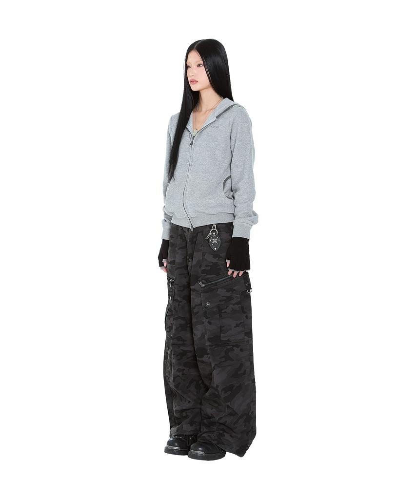 AAKAM Knee Pin-Tuck Camo Zippered Cargo Pants (Black)