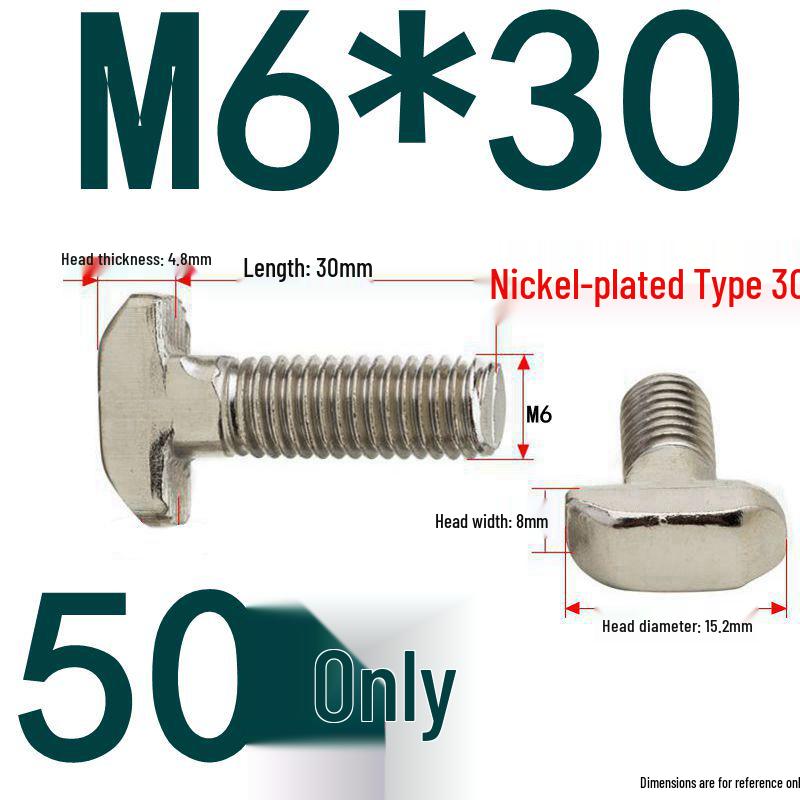 304 Stainless Steel T-Slot T-Head Bolt for Aluminum Profiles (20/30/40/45)