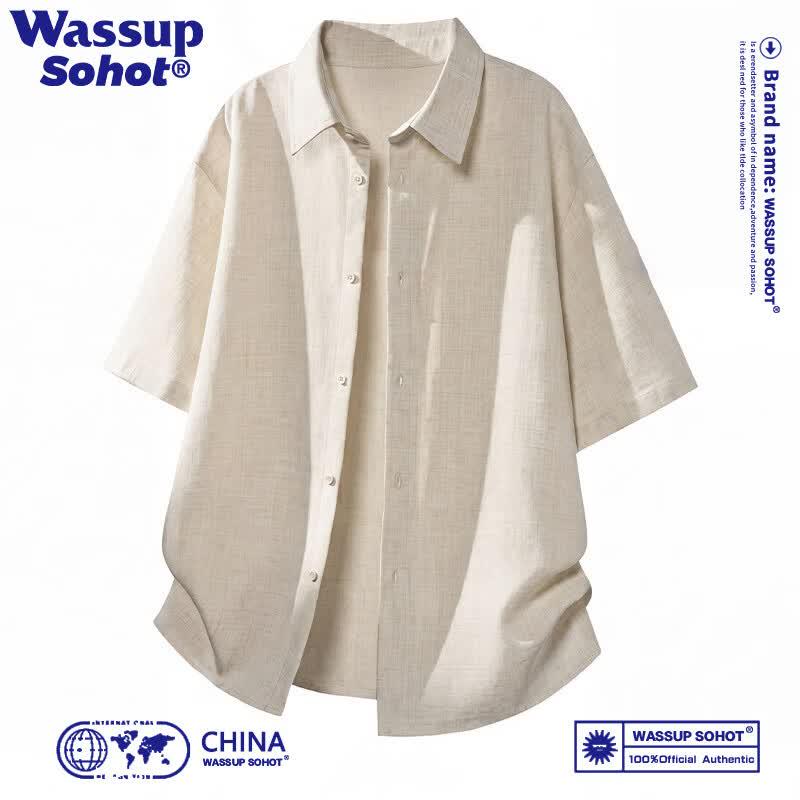 Wassup Sohot Men s Casual Short-Sleeve Lapel Shirt L