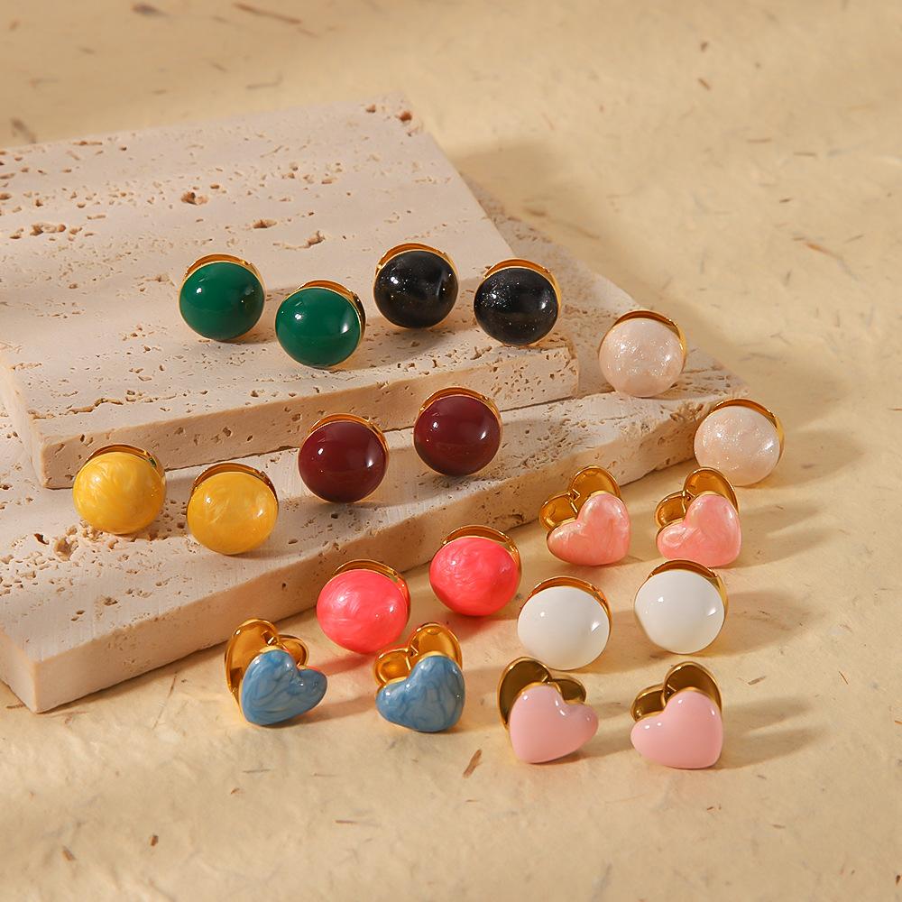 Örhängen med prästkrage i rostfritt stål för kvinnor Hängande oljemålad blomma