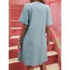 Sukienka damska z krótkim rękawem, o średniej długości, jednorzędowa, z dekoltem w serek, luźna, w jednolitym kolorze, w kształcie litery A, sukienki codzienne