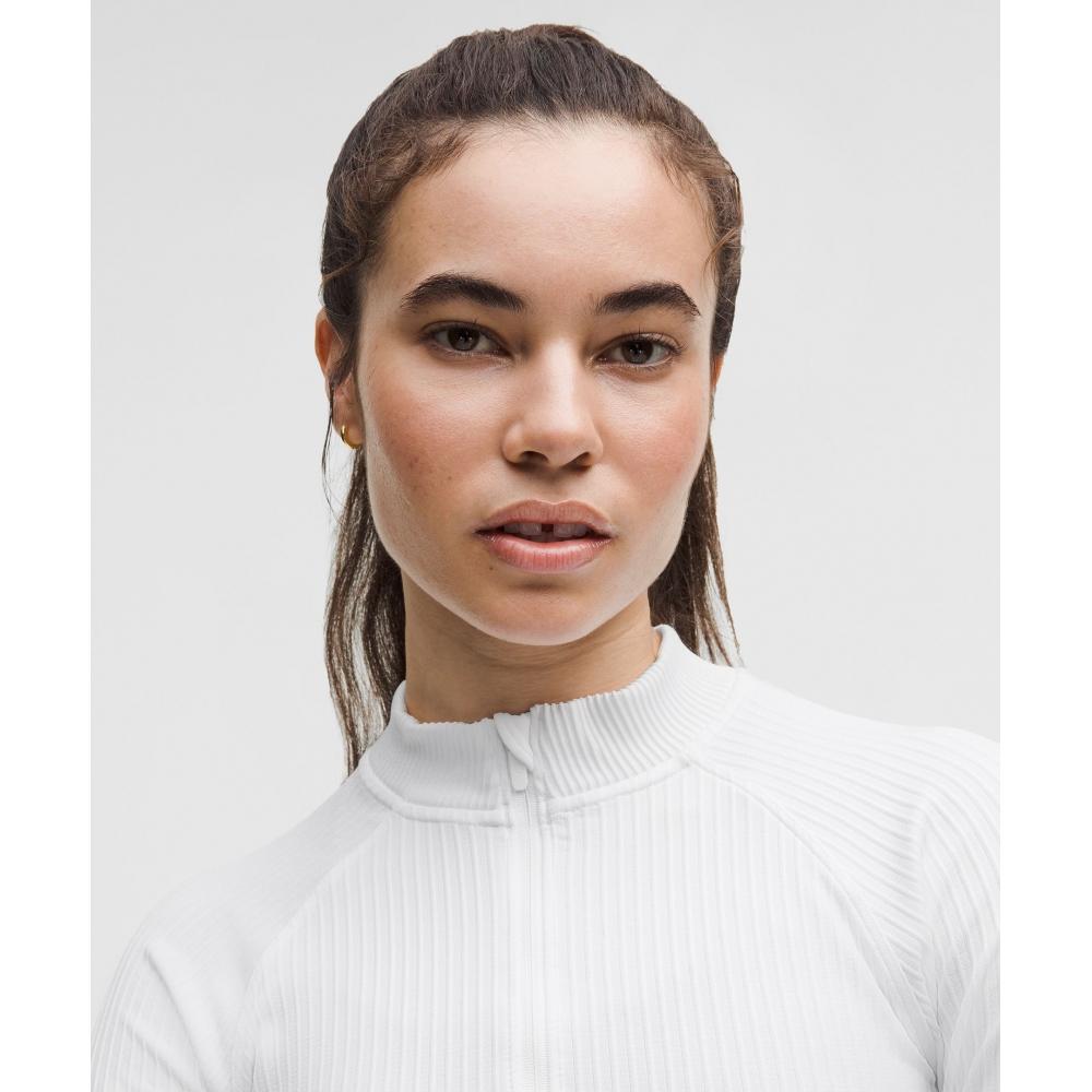 Lululemon Rest Less Cropped Half Zip Colour Rib White White