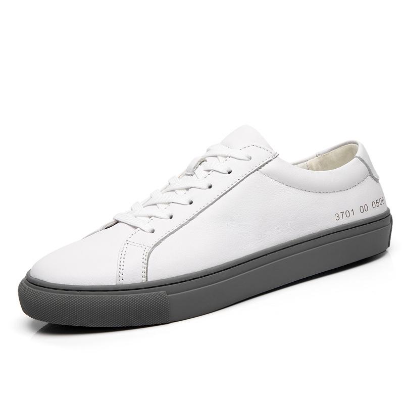 Four Seasons White Cowhide Casual Men's Shoes - Korean Fashion, Sporty & Trendy