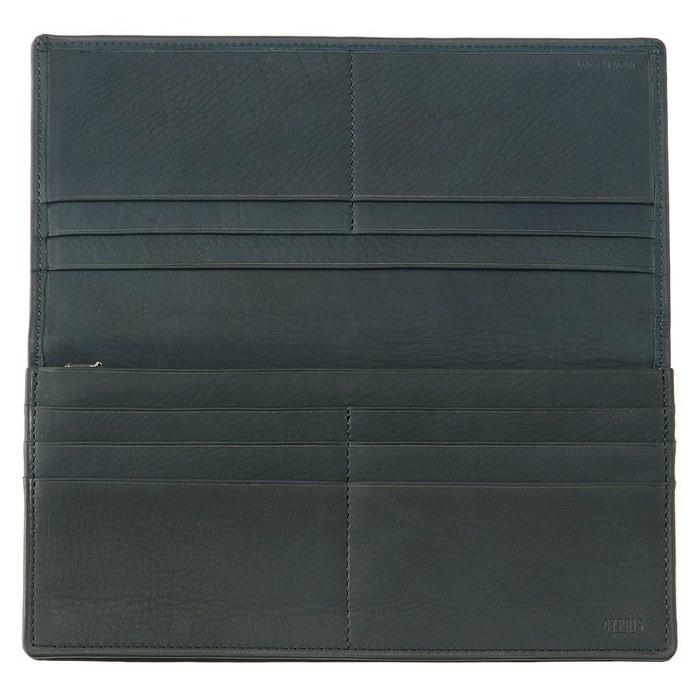 [Kipris] Rainier Calf Long Wallet with Coin Purse, Flap Closure, Calf Leather, Full-Grain Leather, Navy 1105