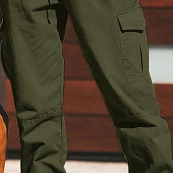 Pantaloni Cargo Monocolore Coulisse Donna Tasche Multiple Caviglia Legata per il Lavoro