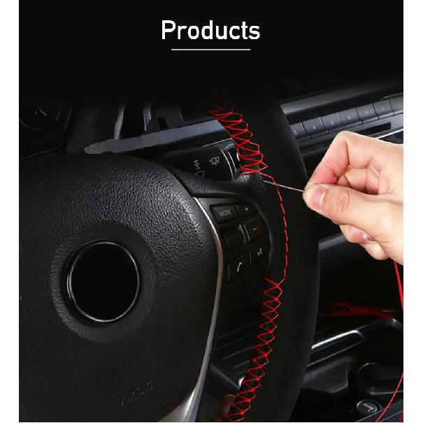 SEAMETAL Braid Steering Wheel Cover Premium Suede Anti Slip Breathable Steering Cover Anti Scratch 37-39CM Steer Wheel Protector